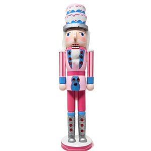 Pastel Cake Soldier Nutcracker 15" tall Pink, Candy Themed Decor, Christmas Gift